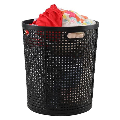 Vababa 40 L Tall Plastic Laundry Basket, Clothes Laundry Hampers, Black