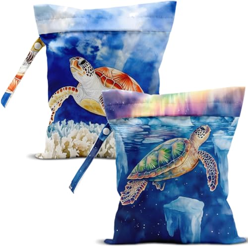Wet Dry Bags Wet Bags Dirty Laundry Travel Bag Majestic Turtle Waterproof Zipper Bag for Swimsuit Travel Beach - color: Majestic