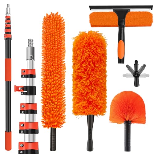30FT High Reach Duster Cleaning Kit with 5-24 FT Extension Pole - size: Reach 30FT(24FT)