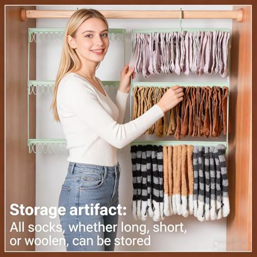 Socks Drying Racks Hanger Socks Organizer Hook Hanger with 54 Clips, Clothes Drying Racks Windproof for Drying Socks Bras Underwears Baby Clothes, Hats Scarfs Towels Pants and Gloves Diaper (White) - color: White