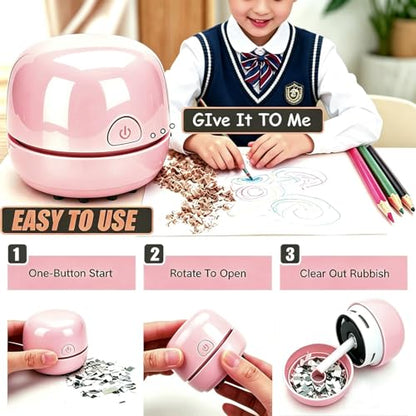 YUNYILAN Desktop Vacuum Cleaner USB Recharging, Portable Mini Vacuum Cleaner for Cleaning Eraser Crumbs, Dust, Crumbs, Computer Keyboard and Car (Pink)