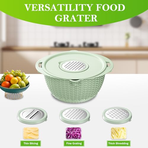 4 in 1 Colander with Bowl Set, Food Strainers and Colanders, Colander for Kitchen, Pasta Strainer, Fruit Washing Bowl, Kitchen Essentials Strainer Basket Bowl, Green, Christmas & New Year Gifts - color: Green