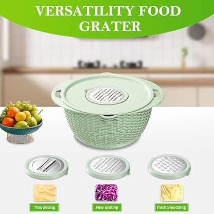 4 in 1 Colander with Bowl Set, Food Strainers and Colanders, Colander for Kitchen, Pasta Strainer, Fruit Washing Bowl, Kitchen Essentials Strainer Basket Bowl, Green, Christmas & New Year Gifts - color: Green