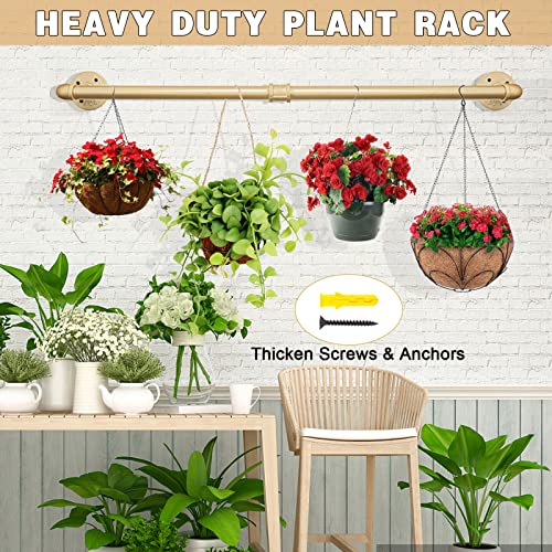 Gold Wall Mount Iaundry Drying Rack - 54" Pipe Garment Rack, Portable Heavy Duty Iron Closet Hanger Rod, Modern Metal Detachable DIY Hanging Bar for Laundry Room and Closet Storage - size: Gold 54" x1 pcs(2Base)