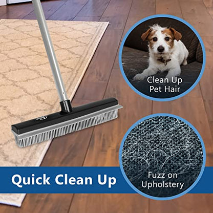 Fuller Brush Rubber Broom – for Carpets Floors Stairs Upholstery – Electrostatic Action Removes Pet Hair Lint Fuzz Dirt Particles – Built-in Squeegee Tackles Wet Messes (Broom Head)