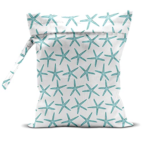 Wet Bag, Wet Dry Bag, Wet Bag for Swimsuit, Travel, Beach, Pool, Diapers, Dirty Yoga Gym Clothes, Makeup Bag, Waterproof Reusable Beach Bag Ocean Decor Starfish Sea Horse Anchor - color: starfish-12