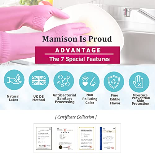 Mamison Kitchen Rubber Glove Pink (XXL Size 1 Pairs) Reusable Waterproof Household Dish washing Cleaning Rubber Gloves, Non-Slip Kitchen Gloves (White)