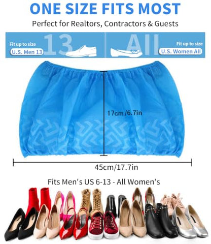 Shoe Covers Disposable,Extra Large 200 Pack, Non-Slip Indoor - color: Blue Set -200pack