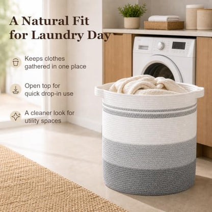 OIAHOMY 60L Laundry Basket Laundry Hamper Nursery Hamper Gradient Gray - color: Gradient Gray, size: 15*15*20in