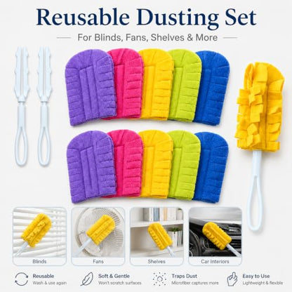 10 Pack Duster Refills with 2 Dusting Wands Reusable Pads