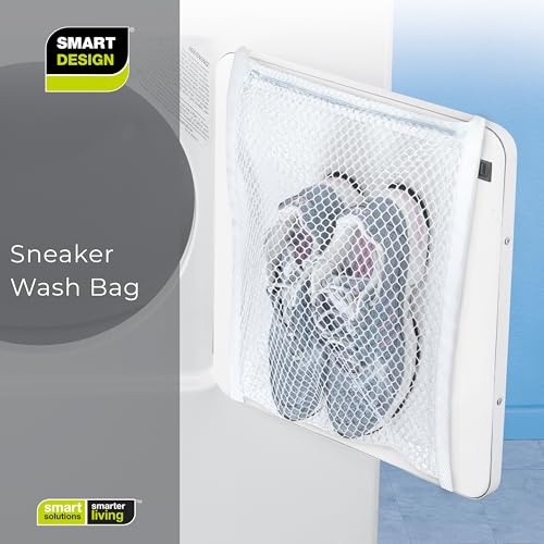 Smart Design Sneaker Dryer & Wash Bag w/ Elastic Straps - Durable Fabric - for Shoes, Clothing, & Laundry - Home Organization (15.5 x 15.5 Inch) [White] - size: 15.5 x 15.5 inch - white