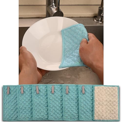 Blue Microfiber Scrubbing Pads, Non-Scratch for Pots, 6-Pack - color: Blue 6pcs