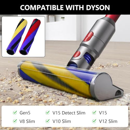 Yivy for Dyson V15/V15s Detect/Gen5/V12 Slim - Fluffy Roller Brush Soft Floor Brush, No.971634-01 - color: Yellow Blue