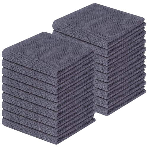 Homaxy 100% Cotton Waffle Weave Kitchen Dish Cloths 18-Pack, Dark Grey - color: Dark Grey, size: 12 X 12 - 18 Pack