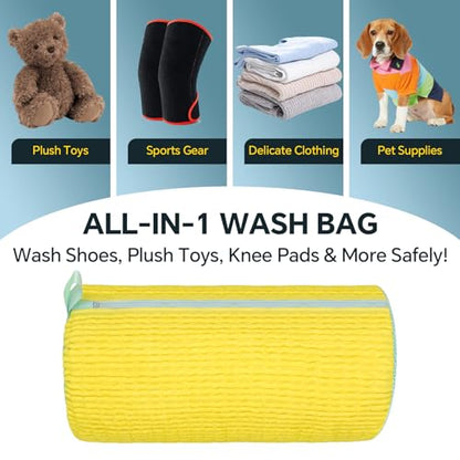 Shoe Washing Machine Bag: 2 Pack Reusable Shoes Cleaning Bags, Yellow - color: Yellow