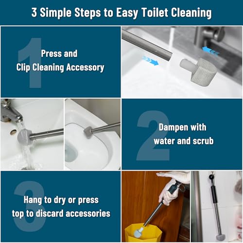 Pumice Toilet Cleaner 17in, Hard Water Stain Remover for Pool & Tub, (1+8) - style: 1handle+8pumice