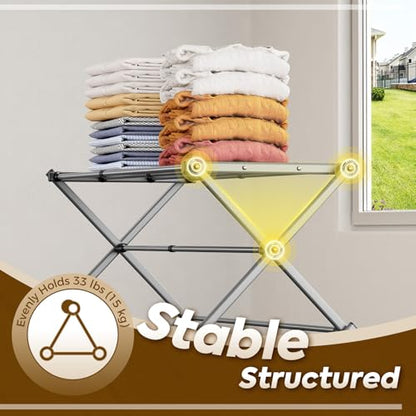 KINGBOARD 3-Tier Extendable Clothes Drying Rack, Small & Foldable, Grey - color: Gray
