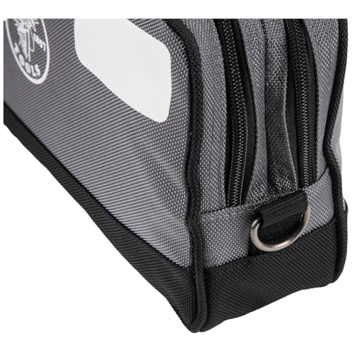 KLEIN TOOLS Tool Pouch, Dual Compartments, Heavy-Duty Tool Bag Organizer, Multipurpose Bag - size: 12" x 7"