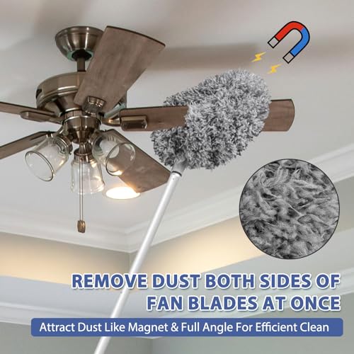 FONUNO Ceiling Fan Cleaner Duster High Ceiling Extended Fan Blade Cleaner - color: Gray