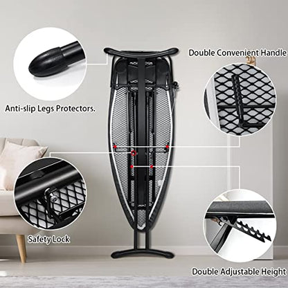 Duwee 18"x48" Deluxe Ironing Board with Retractable Iron Rest - color: Black