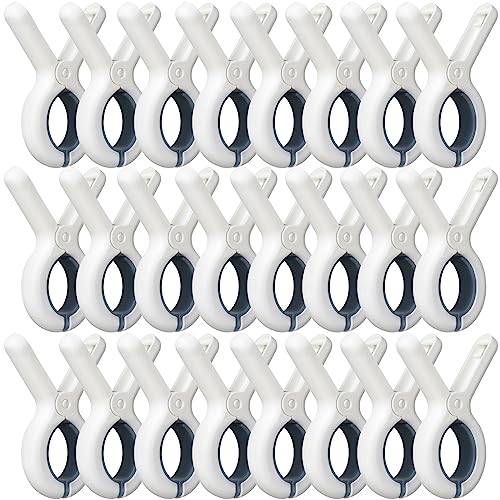 24 Pack Beach Towel Clips with Strong Anti-Rust Springs,Heavy Duty Towel Clips,Plastic Laundry Clothes Pins to Keep Your Towel, Clothes, Blankets to Dry on Clothesline and Hanging Rack (Blue) - color: 24 Pack Blue