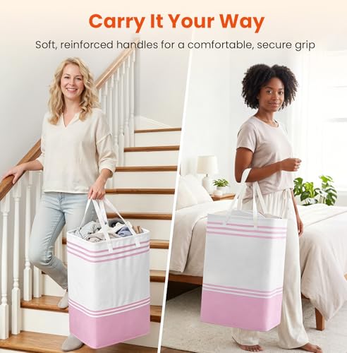 TranquilRelax 3-Pack Laundry Basket, Laundry Hamper, Pink-88L - color: Pink, size: 88L