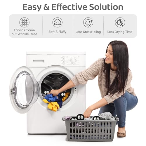 Wool Dryer Balls 6 Pack, Natural Fabric Softener, Dryer Balls Laundry Reusable, Reduces Clothing Wrinkles and Saves Drying Time (Black) - color: Black