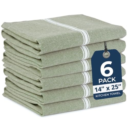 LANE LINEN Dish Towels for Kitchen 100% Cotton Absorbent Lint-Free 6 Pack - color: 03: Olive, size: 06 Pack