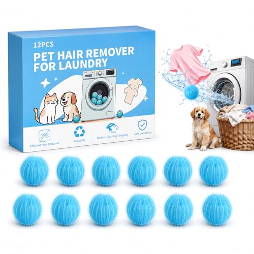 12 Pcs Reusable Pet Hair Remover for Laundry