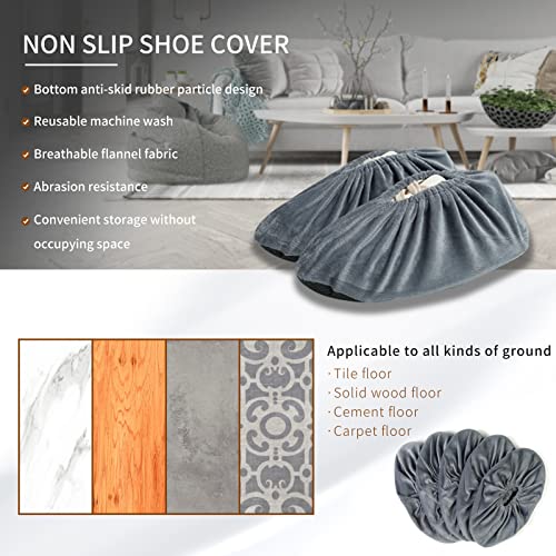 5 Pairs Reusable Shoe Covers, Non Slip Shoe Protectors Covers, Universal Soft Washable Thickened Foot Boot Shoe Covers for Indoors Home Laboratory (Grey) - color: Grey