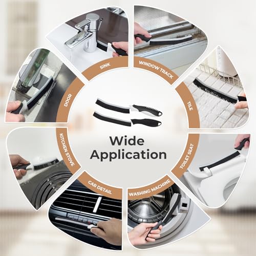 TQRR 6Pcs Hard Bristle Crevice Cleaning Brushes -Grout Scrub Brush - color: Black