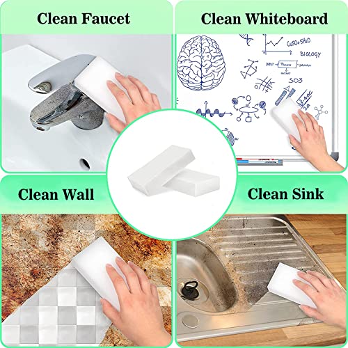 100Pack Magic Sponge Eraser, Melamine Sponge Foam, Non-Scratch Heavy Duty Kitchen Scrub Pads, Multi-Functional Household Cleaning Sponges for Dish, Bathroom, Bathtub, Sink, Cup, Wall Cleaner - color: 100pack
