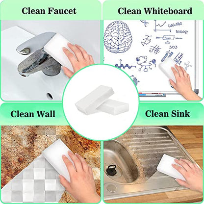100Pack Magic Sponge Eraser, Melamine Sponge Foam, Non-Scratch Heavy Duty Kitchen Scrub Pads, Multi-Functional Household Cleaning Sponges for Dish, Bathroom, Bathtub, Sink, Cup, Wall Cleaner - color: 100pack