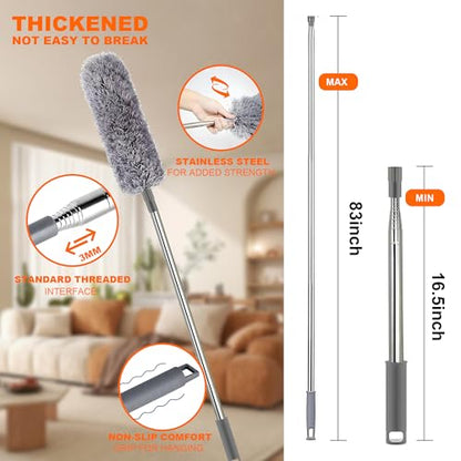 Duster with Extension Pole | Washable Cleaning Duster Kit with DusterHeads - size: 5 Piece Set