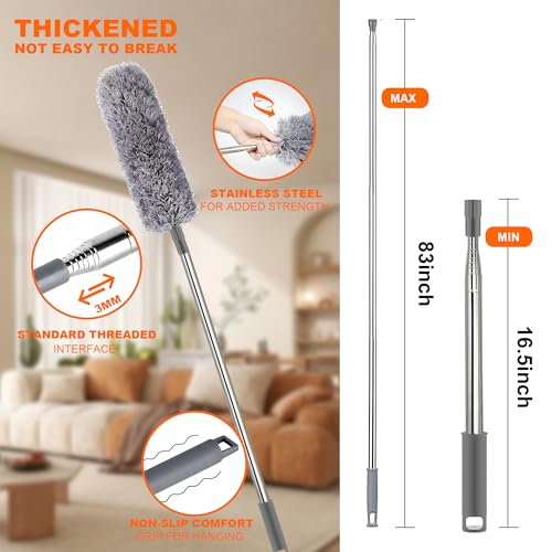 Duster with Extension Pole | Washable Cleaning Duster Kit with DusterHeads - size: 5 Piece Set