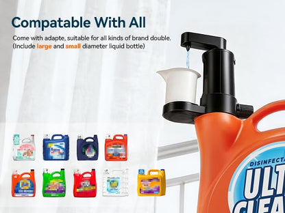 Electric Laundry Detergent Dispenser, Automatic Laundry Dispenser for Liquid Detergent, with Bottle Adapter, USB Recharg 8ml/s Flow, 5 Mode Smart Laundry Soap Pump for Laundry Room Organization, Black - color: Black