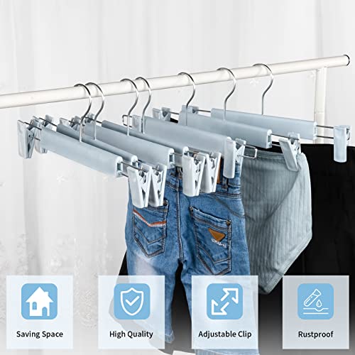 Pants Hangers with Clips, Skirt Hangers, 10 Pack, Light Blue - color: Light Blue, size: 10Pack