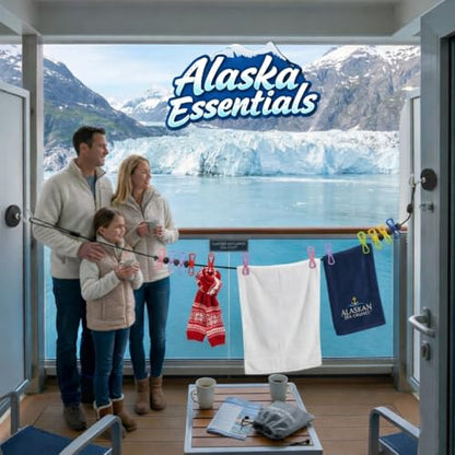 Magnetic Travel Clothesline for Cruise - Clothesline with 2 Magnetic Hooks
