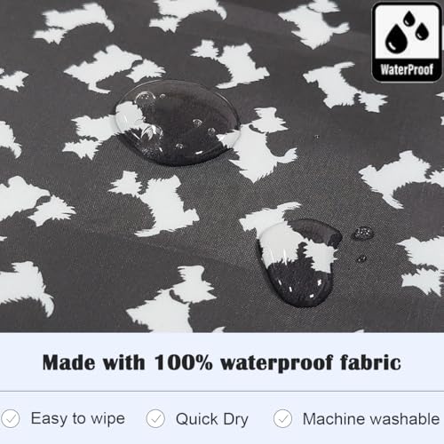 Plie Full Coverage Waterproof Feeding Bib for Toddlers – Extra Long Apron Bib for Mealtime, Self-Feeding, High Chairn - color: Black/Puppy