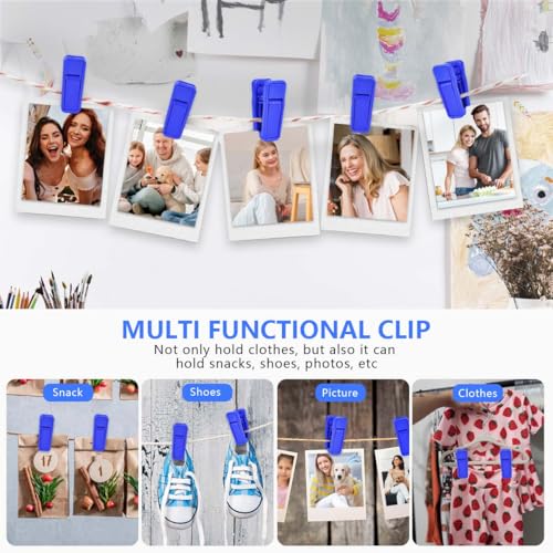 KISEER 40 Pcs Plastic Baby Hanger Clips Slim-line Finger Clips Set for Clothes Hanger Velvet Hanger (Blue) - color: Blue, size: 40 Pcs