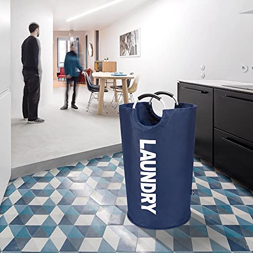 DOKEHOM 125L X-Large Laundry Basket Bag, Collapsible Tall Hamper, Dark Blue - color: Dark Blue, size: 125L