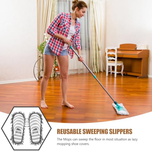 Mop Slippers Washable Cleaning Slipper Cover Reusable Indoor Cleaning Slippers for Floor Cleaning Home Kitchen Bathroom Office 1 Pair