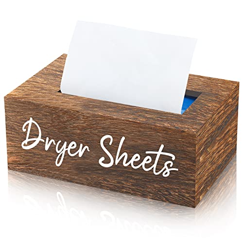 Blulu Dryer Sheet Holder for Laundry Room Wooden Dryer Sheet Container Sheets Dispenser Box Wooden Container Modern for Organizing Fabric Laundry Pods, 7.87 x 4.72 x 2.75 Inches(Dark Brown) - color: Dark Brown