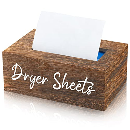 Blulu Dryer Sheet Holder for Laundry Room Wooden Dryer Sheet Container Sheets Dispenser Box Wooden Container Modern for Organizing Fabric Laundry Pods, 7.87 x 4.72 x 2.75 Inches(Dark Brown) - color: Dark Brown