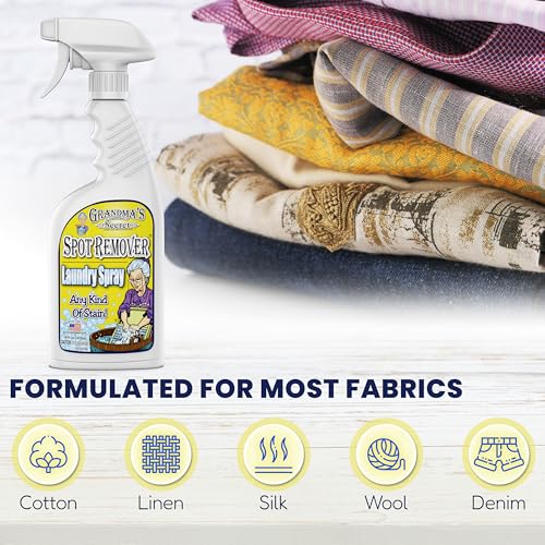 Grandma's Secret Laundry Spray - Chlorine, Bleach and Toxin-Free Stain Remover for Clothes - Fabric Stain Remover Removes Oil, Paint, Blood and Pet Stains – 16 Ounce - size: 16.00 Fl Oz (Pack of 1), style: Spot Remover