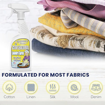 Grandma's Secret Laundry Spray - Chlorine, Bleach and Toxin-Free Stain Remover for Clothes - Fabric Stain Remover Removes Oil, Paint, Blood and Pet Stains – 16 Ounce - size: 16.00 Fl Oz (Pack of 1), style: Spot Remover