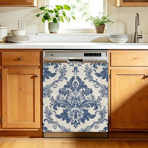 Vintage Floral Paisley Dishwasher Front Panel Cover, 23 x 26 Inch Magnetic Door Sticker, Reusable Easy Clean Appliance Decor for Fridge Door - color: Vintage Floral Paisley