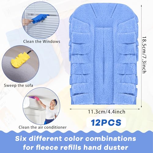 12 Pcs Reusable Duster Refills Washable Pads, Bright Color - color: Bright Color