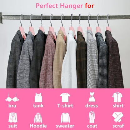 DEDU Suit Hangers for Men 20 Pack, Sweater Hangers No Shoulder Bump Non Slip Width 17.7", Plastic Clothes Hangers Pink with Metal Hook - color: Pink-20