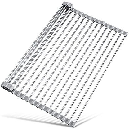 Tomorotec Roll Up Dish Drying Rack Over Sink, 304 Steel, 17.7x12.5, Grey - color: Gray, size: 17.7 x 12.5 in